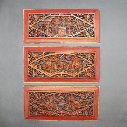 Old Wooden Carving Panels from Canopy bed, Wall Decoration