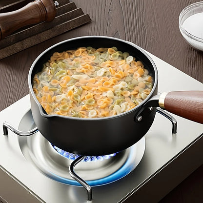 This year's popular wooden handle milk pot, instant noodle small frying pan with lid, household non stick pot, uncoated pot