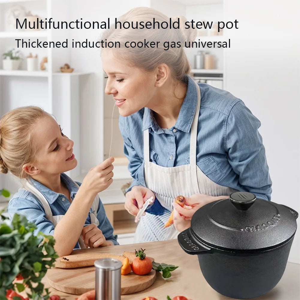 Cast Iron Rice Cooker Deepened Rice Pot Induction Compatible Thickened Rice Stewpot Dutch Oven Cooking Utensils