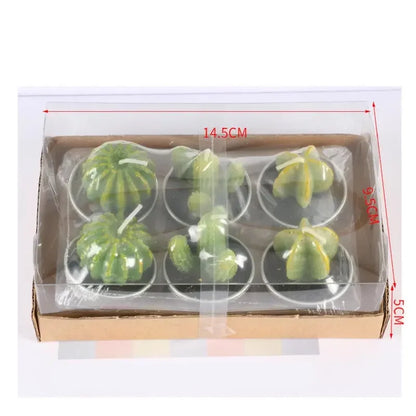 12pcs Mini Cactus Candles Succulent Greenery Candles Flameless Tea Light Candles Suitable for Party Wedding Home Decoration