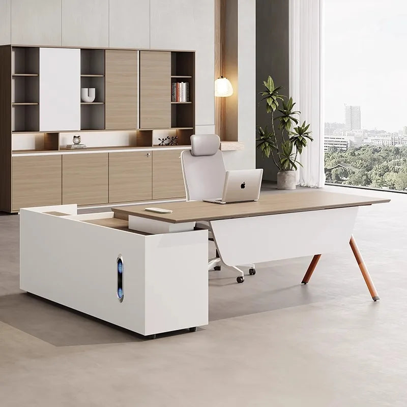 Mini CEO Luxury Office Furniture Modern Executive Desk Simple Director Table Solid Wood Modular Office Table Elegant Wooden