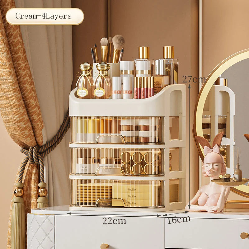 Cosmetic Storage Box Large Capacity Transparent Drawer Jewelry Makeup Storage Box Multi-layer Multi-functional Desktop Organizer