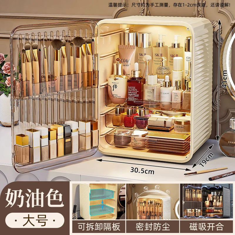 Cosmetic storage box desktop dustproof light luxury storage large capacity multi-layer skin care product storage rack