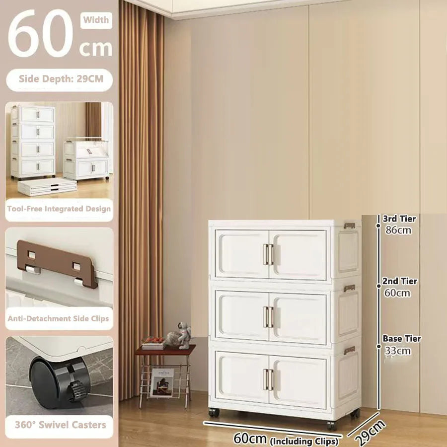 Storage Cabinet No Installation Required Organization Cabinet for Babies and Children Clothes Organizer Box Snack Plastic Foldable