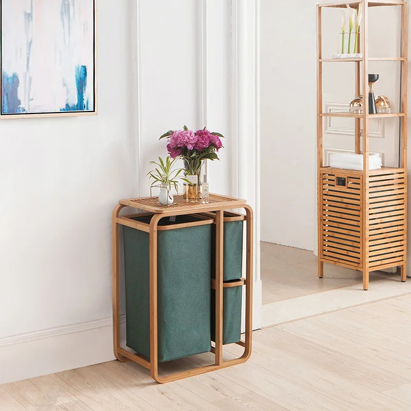 Luxury Japanese Style Bathroom Floor Storage Basket Modern Home Organizer Dirty Clothes Bin Toilet Laundry Hamper