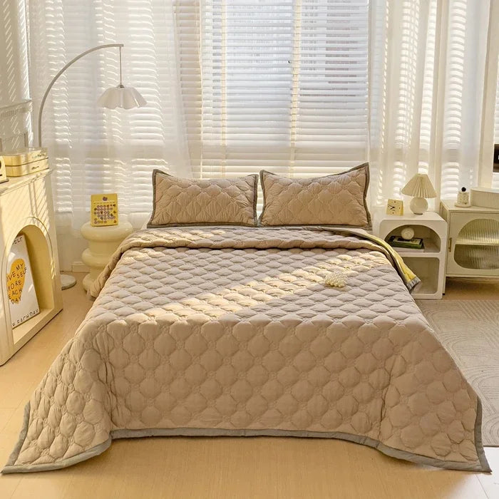 Quilted Bedspread Plaid Style Bed Linen Thickened Bedsheet Home Blanket Skin-friendly Bed Cover (Pillowcase Need Order)