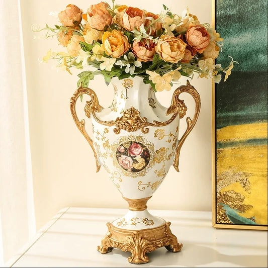European Retro Vase Living Room Flower Vase Home Decoration Dining Table European Creative Foyer Decoration Set