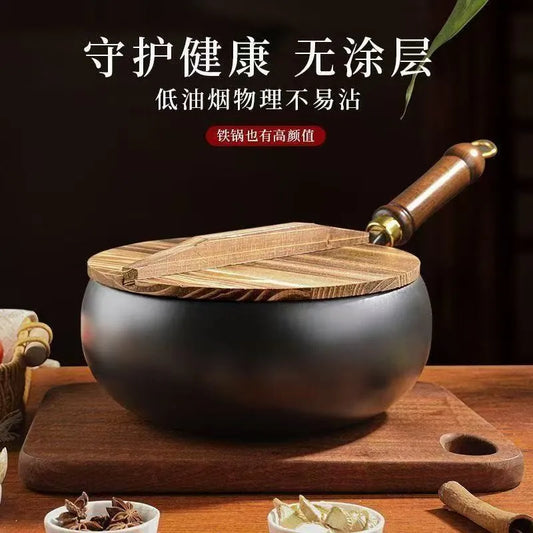 Big belly pot, handmade forging, small frying pan, mini small iron pot, uncoated, non stick, household cooking iron pot