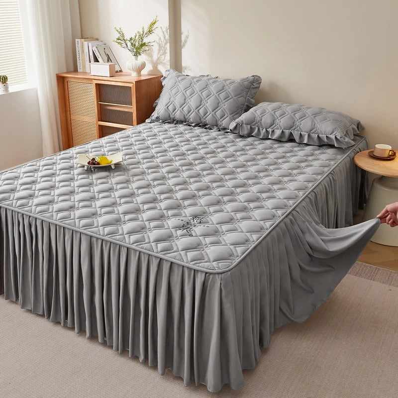 MissDeer 1pc Bed Skirt Thick Bedspread Solid Color Bed Cover Skin-friendly Bed Linen Home Bedsheet falda de cama (No Pillowcase)