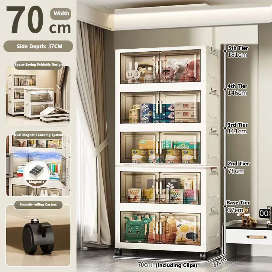 Multi-specification Large Capacity Storage Cabinet with Open Door Multifunction Foldable Closet Organizer Sundries Cabinet