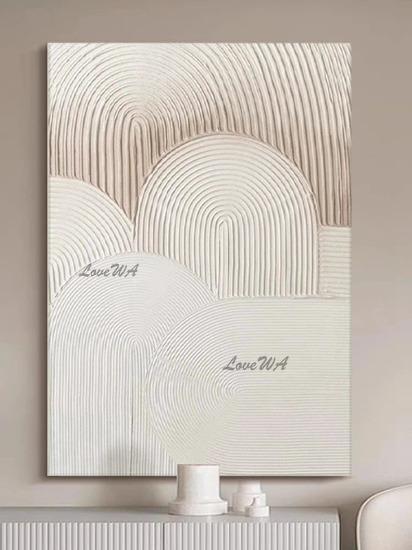 Pure White Textured Abstract Oil Painting Modern Simple And Elegant Wall Picture For Restaurant Framless Home Decoration Piece