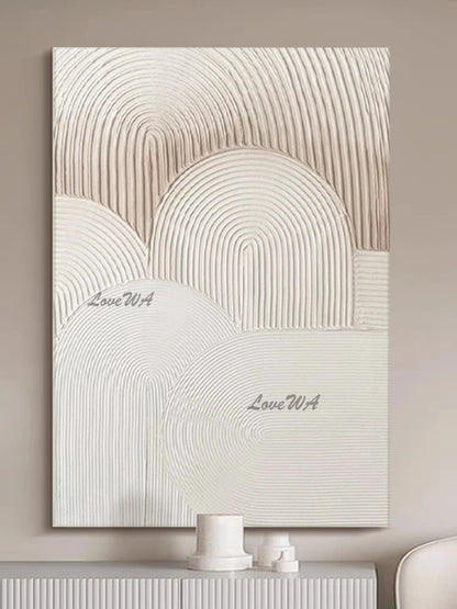 Pure White Textured Abstract Oil Painting Modern Simple And Elegant Wall Picture For Restaurant Framless Home Decoration Piece
