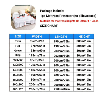 Quilted Waterproof Bed Skirt Soft and Breathable Bedspread Durable Bed Protector Cover, 90/140/160/180 Muti Size