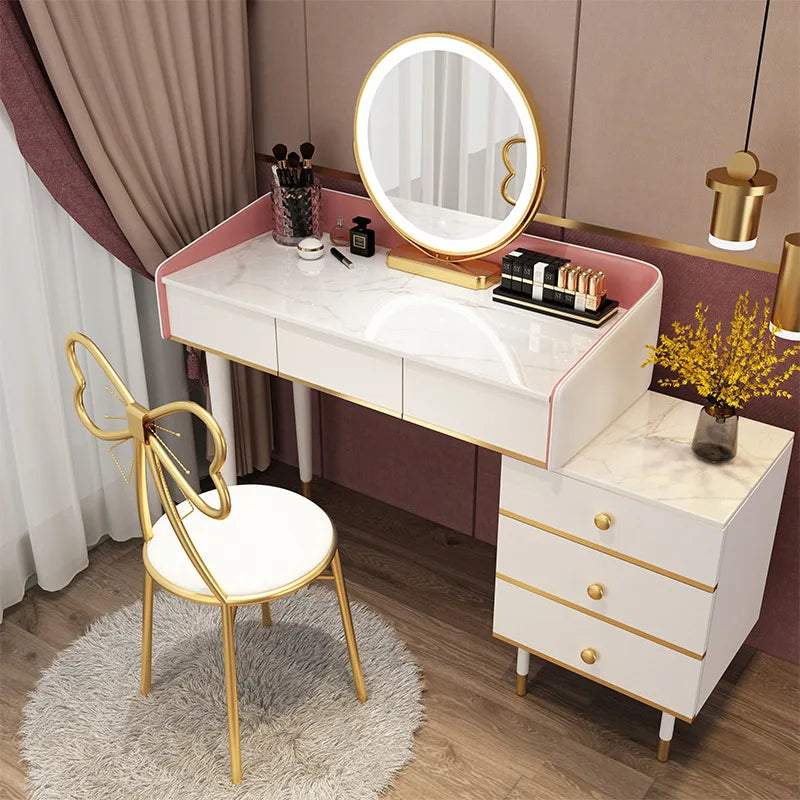 Modern Simple Bedroom Dressing Table Ins Style Storage Dressing Table Integrated Light Luxury Dressing Table Makeup Cabinet
