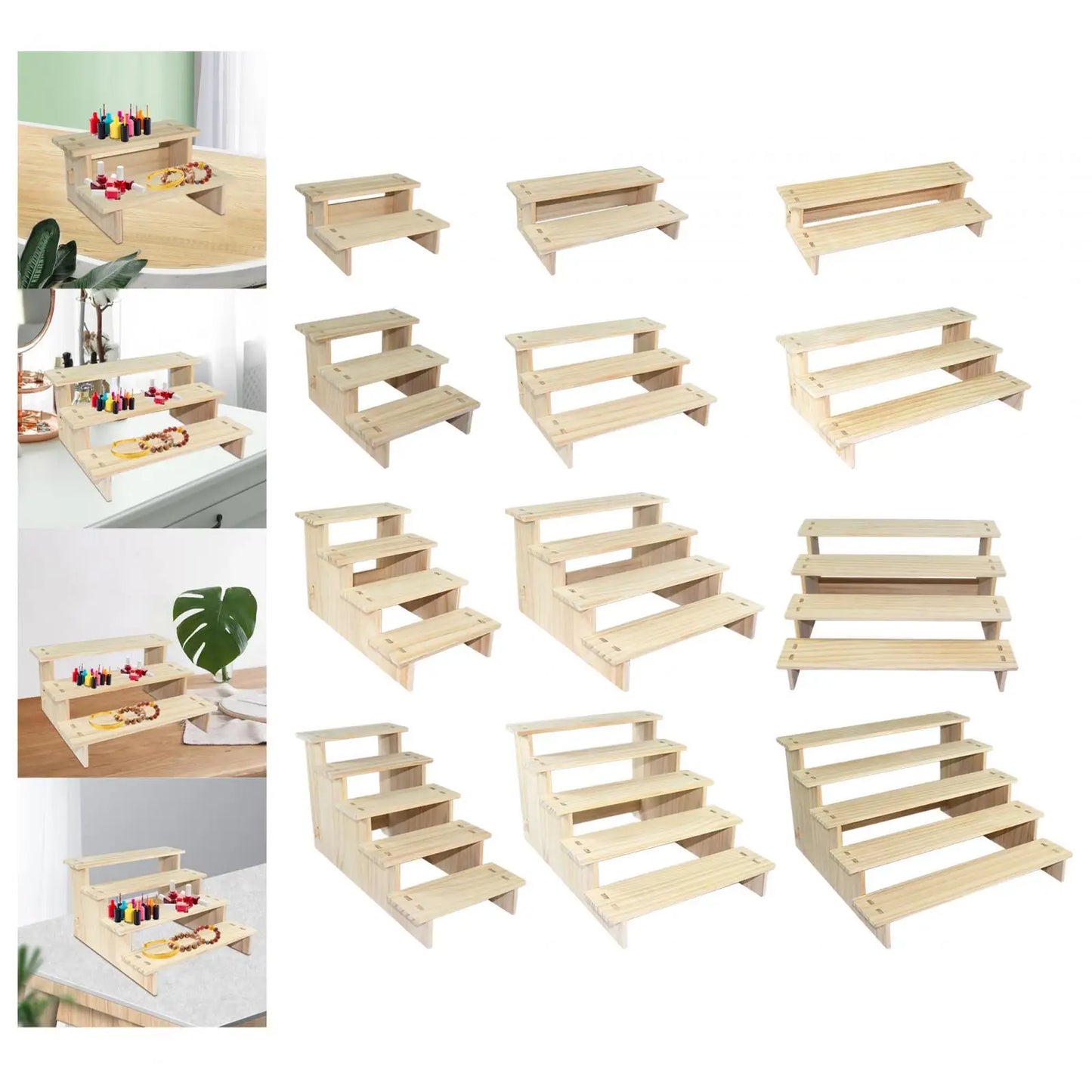 Wood Display Shelf Collectibles Display Stand Storage Durable Showcase Fixtures