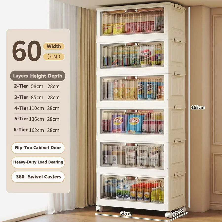 Transparent Foldable Storage Cabinet Large Capacity Refrigerator Storage Box Multi-Specification Multifunction Kitchen Organizer