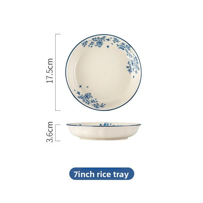 High-end Ceramic Dinnerware Set Chinese Style Rice Bowls Plates Dishes Glaze Color Soup Bowls