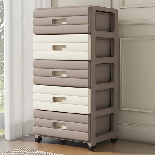 5-Drawer White Storage Cabinet - Sturdy, Smooth Sliding for Closet, Office, Bedroom Organization.