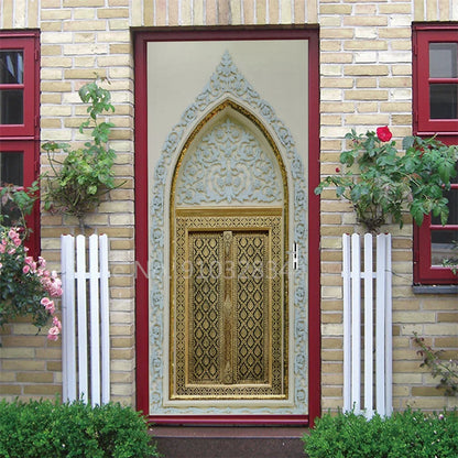 Arabic Style Door Sticker Self Adhesive Wallpaper Living Room Bedroom Decor Muslin Style Decal Door Cover Home Design Decoration