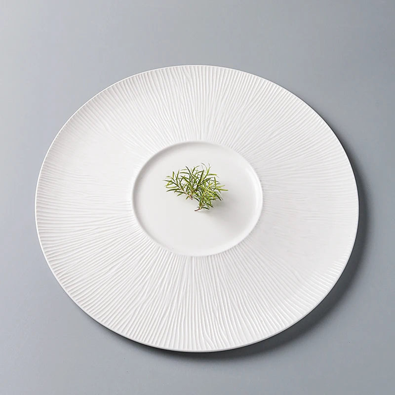 White Porcelain Western Steak Dinner Plate French Tableware Top-grade Home Kitchen Pasta Vegetable Round Plate Kitchen Plates