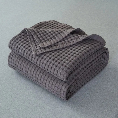 Cotton Blanket Waffle Plaid Bedspread for Single Double Twin Queen King Bed Sheet Sofa Cover Grey Blue White Sofa Blanket Throw