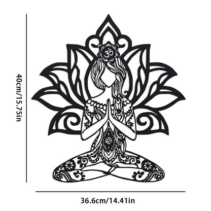 Bohemian for Lotus Flower Metal Wall Art - 14.4" x 15.7" Zen Iron Decor with Intricate Mandala Design, Bohemian Home Decor