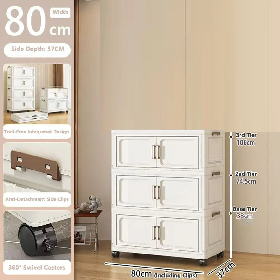 Storage Cabinet No Installation Required Organization Cabinet for Babies and Children Clothes Organizer Box Snack Plastic Foldable