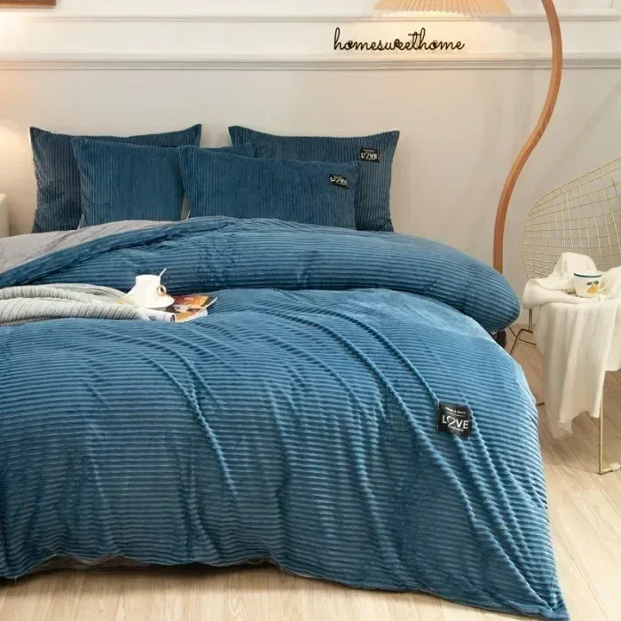 Ultra-Soft Velvet Duvet Cover Warm Thick Bed Quilt Cover Double Bed Luxury Bedding Solid Color Velvet Duvet Cover 겨울용 따뜻한 이불 커버