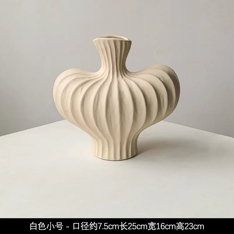 Livetai Wabi-Sabi Handmade Ceramic Vase, Organic Artistic Flower Pot for Living Room, Study & TV Console, Modern Boho Decor