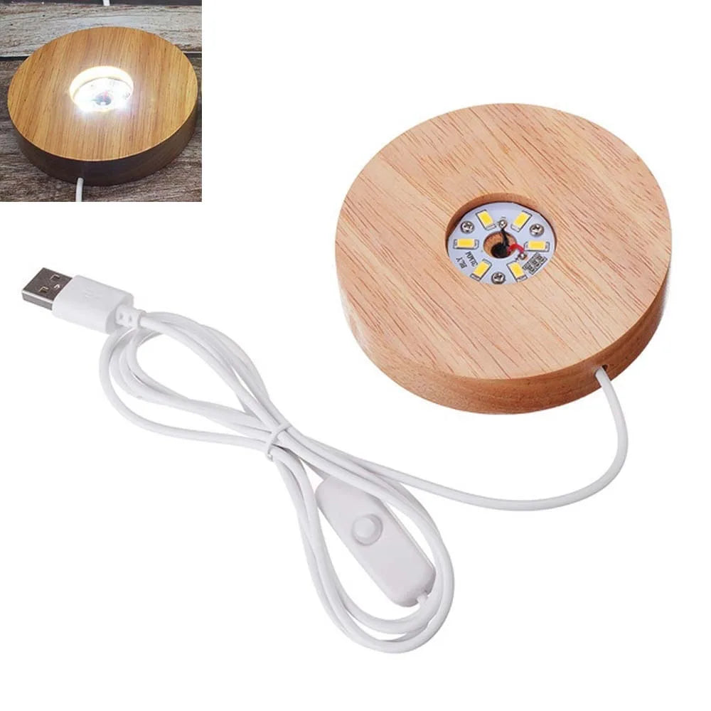 Bohemian Round Lamp Base Solid Wood LED Lamp Holder Display Stand Lamp Stand Base Home Decor