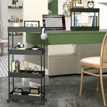 ABKW-Bathroom, For Kitchen, Laundry Room, Rolling Storage Cart 4-Tier Bathroom Organizer Utility Cart Mobile Shelving Unit Rack