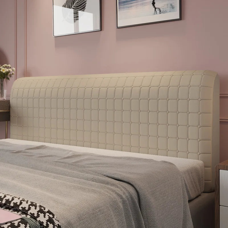 Solid Color Quilted Bed Headboard Cover All-inclusive Thicken Velvet Head Cover for Curvy Anti-dirt Bed Backrest Cover