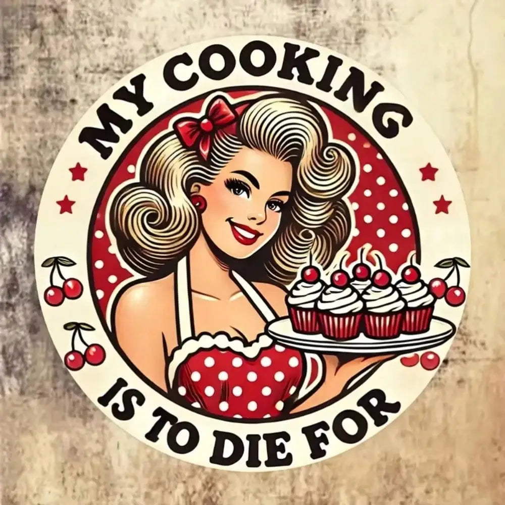 Kitchen Wall Art Metal - Rustic Iron 'My Cooking is Great' Decor for Home Office & Cafe