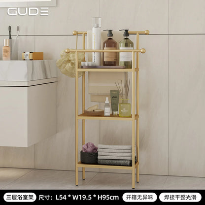 Floor-standing Bathroom Storage Rack Towel and Shower Organizer for Toilet and Bathtub Durable Bathroom Utility Shelf