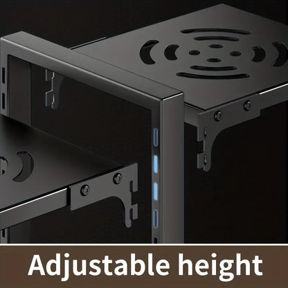 5 Tier Pots Pans Organizer for Under Cabinet Adjustable Rustproof Cabinet Storage for Big Stockpots Castiron Pans Heavy Cookware