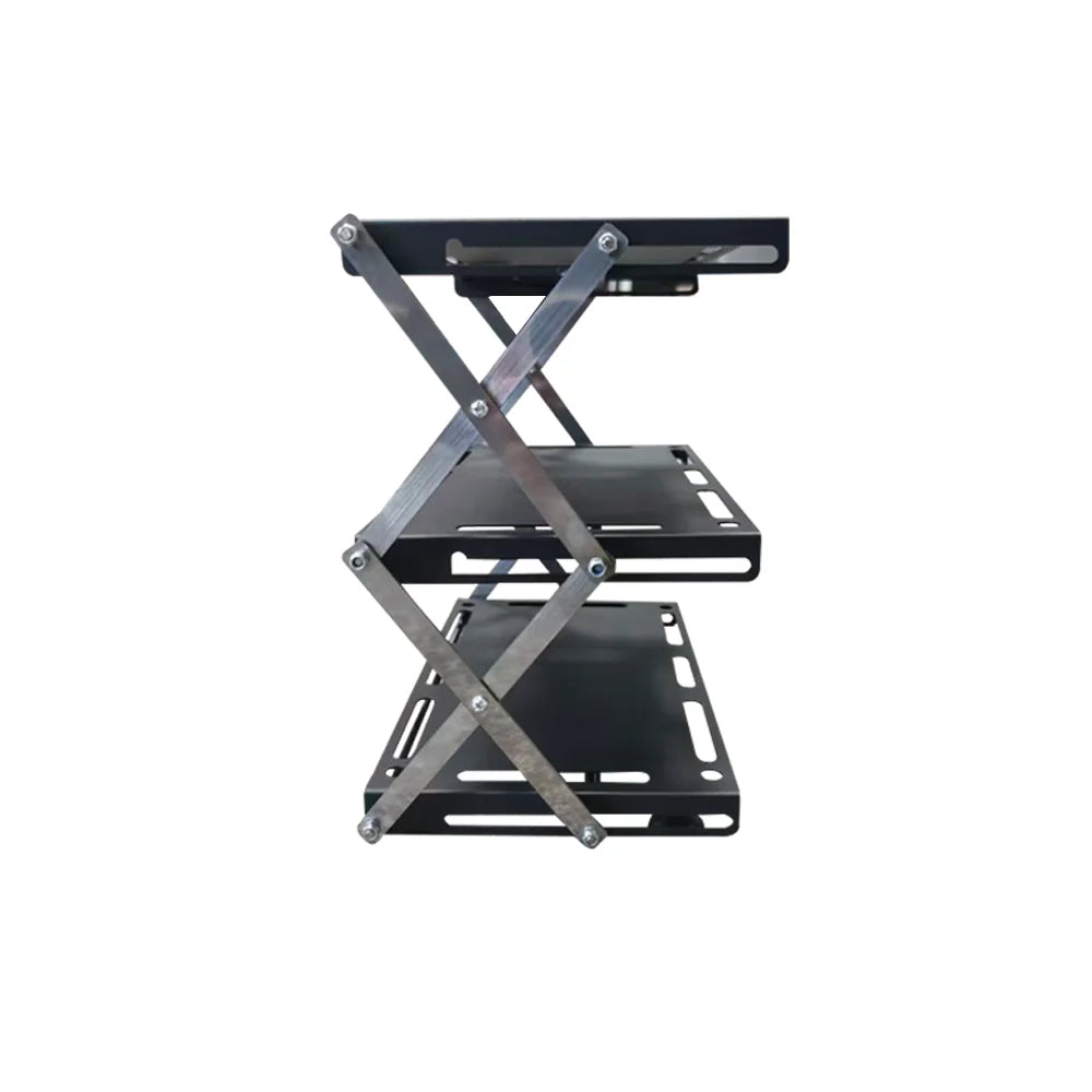 Outdoor Camping Three-Tier Shelf Wood Foldable Portable Camping Folding Table, Multi-Layer Multifunctional Storage Table