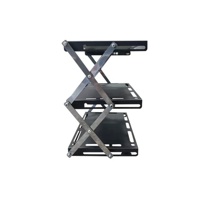 Outdoor Camping Three-Tier Shelf Wood Foldable Portable Camping Folding Table, Multi-Layer Multifunctional Storage Table