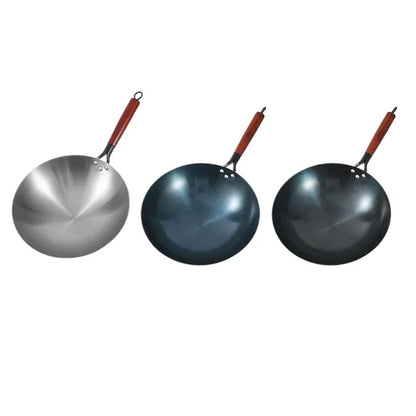 30/32/34cm Traditional iron wok,Non-coating Woks Hand forged For Kitchen PanWooden Handle Wok Kitchen Gas Pot Cookware