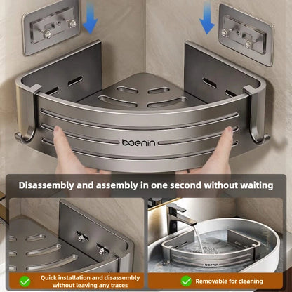 Elevated Bathroom Storage Rack Triangular Toilet No Drilling Corner Shower Hanging Shelf Wall Mounted Bathroom Accessory