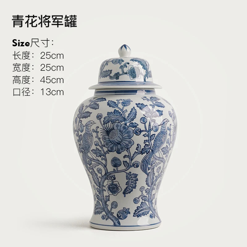 Chinese Blue-and-white Porcelain Vases Luxury Ceramic Ornaments Table Living Room Insert Flower Dryer Living Room Accessories