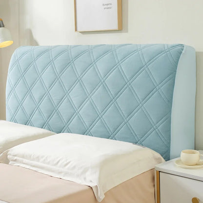 Solid Color Quilted Bed Headboard Cover All-inclusive Thicken Velvet Head Cover for Curvy Anti-dirt Bed Backrest Cover