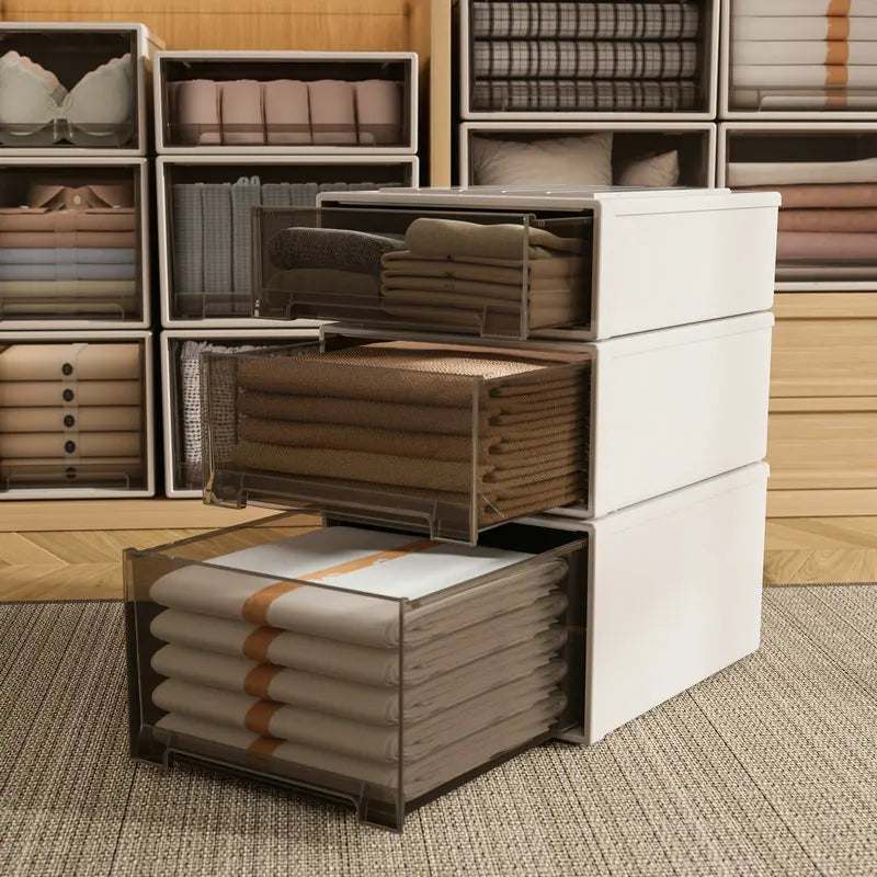 Storage Box Space-Saving Bedroom Organizer Boxes Brown Drawer Storage Cabinet Clothes Toys Shoes Socks Quilt Sorting Storage Box