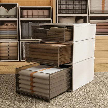 Storage Box Space-Saving Bedroom Organizer Boxes Brown Drawer Storage Cabinet Clothes Toys Shoes Socks Quilt Sorting Storage Box