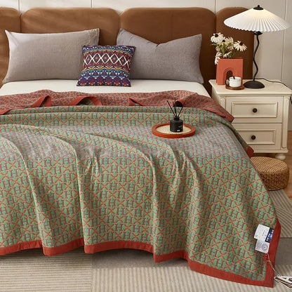 Luxurious Triple-layered 100% Cotton Gauze Blanket for Queen/King Bed, Multi-functional Usage As Summer Quilt or Bedspread