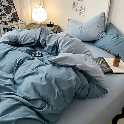 Bed Linen Sheets Duvet Cover Four-piece Set of Washed Cotton Bedding Quilt Covers Three-piece Set for Student Dormitories