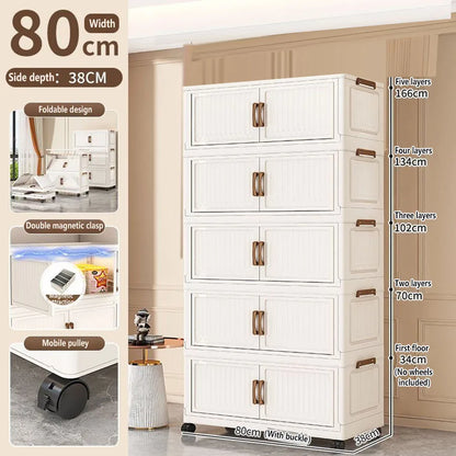 Folding Storage Cabinet Multi-Scene Storage Cabinet Wall-Mounted Kitchen Bathroom Bedroom Living Room Organizer