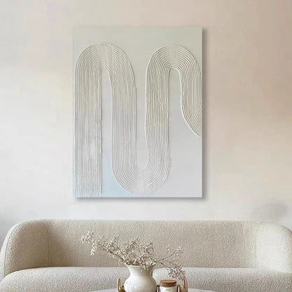 Pure White Textured Abstract Oil Painting Modern Simple And Elegant Wall Picture For Restaurant Framless Home Decoration Piece