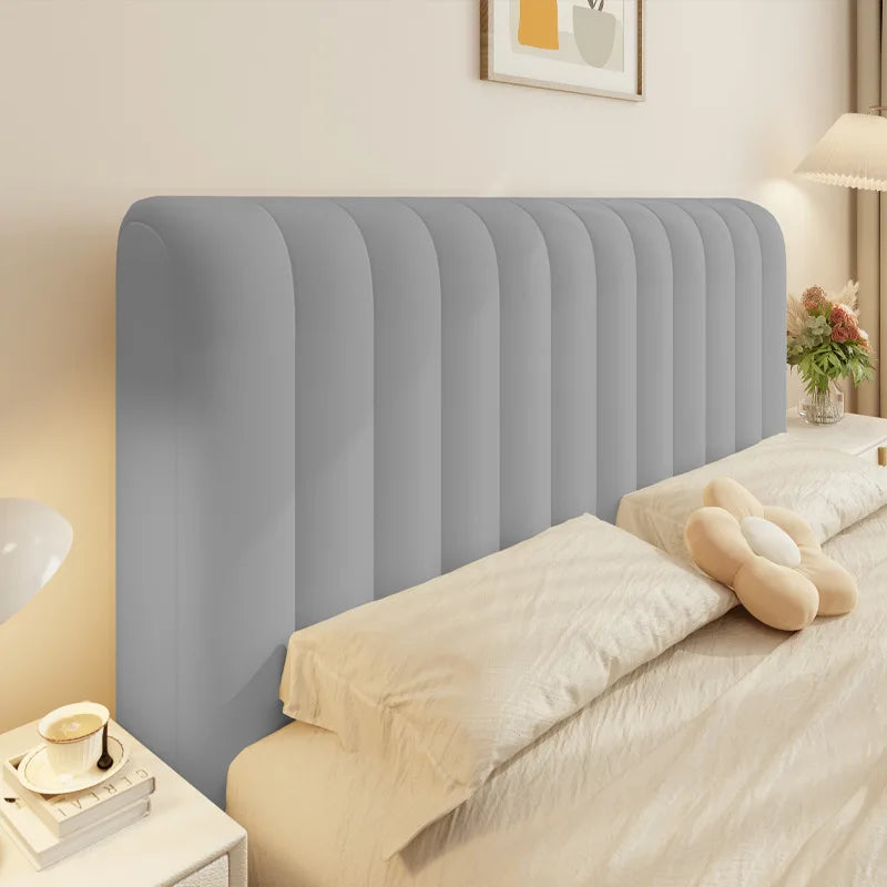 Solid Color Quilted Bed Headboard Cover All-inclusive Thicken Velvet Head Cover for Curvy Anti-dirt Bed Backrest Cover