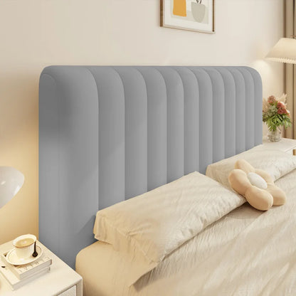 Solid Color Quilted Bed Headboard Cover All-inclusive Thicken Velvet Head Cover for Curvy Anti-dirt Bed Backrest Cover
