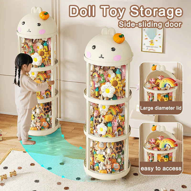 Doll Storage Box Large Capacity Organization Children's Plush Toys Bucket Home Multi-layer Push The Door Toy Organizer Kid Gift